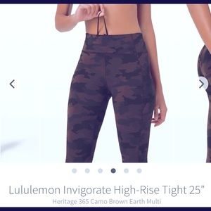 Lululemon Camouflage Invigorate High-Rise 25" Size 4 
Brown Black